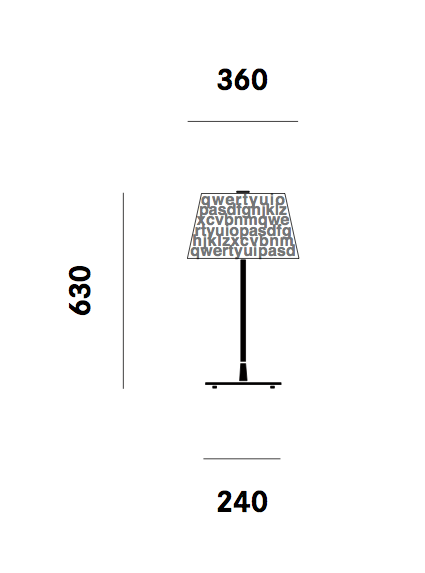 Dimension lampe de table ABC T1 Prandina