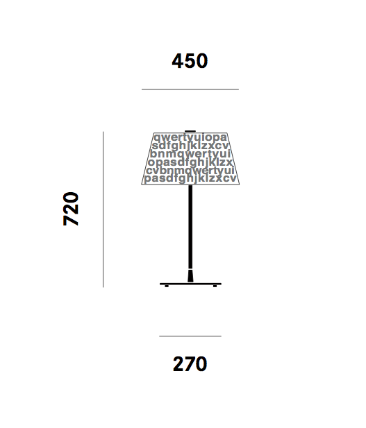 Dimension lampe de table ABC T3 Prandina
