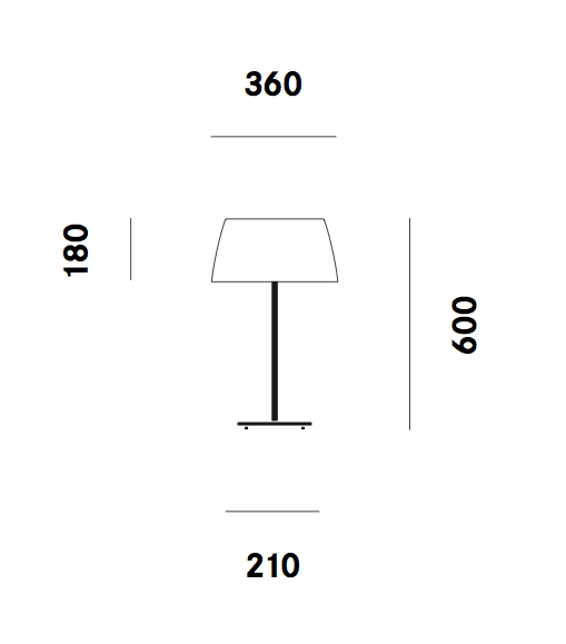 Dimension lampe de table Ginger T30 Prandina