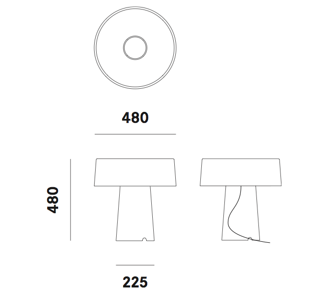 Dimension lampe de table Glam T3 Prandina