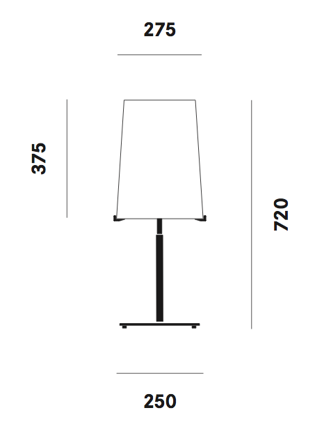 Dimension lampe de table Sera T1 Prandina